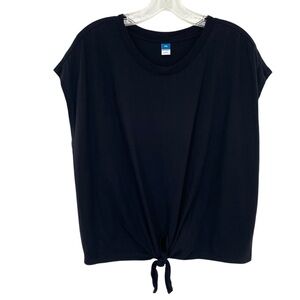 Old Navy Women’s Everywear Black Tie Front Cap Sleeve Top